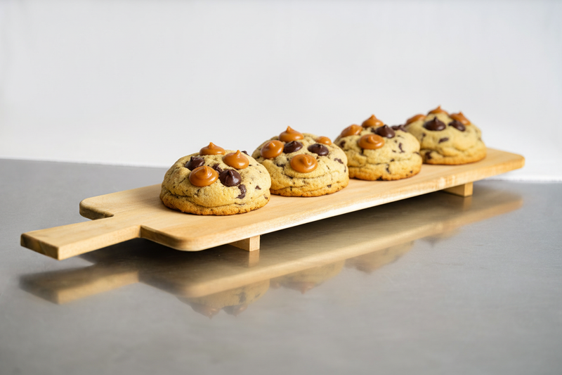 Cookies caramel sur planche en bois